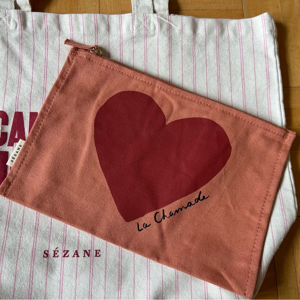 Sézane tote bag and pouch
